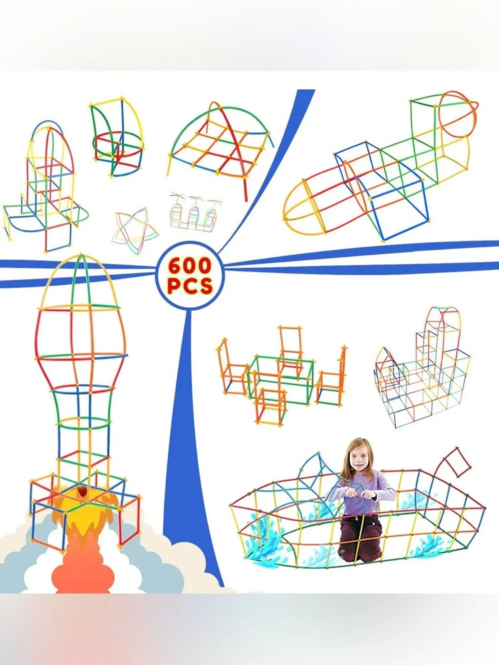 Ggilbro Straw Constructor Stem Building Toys 600pcs